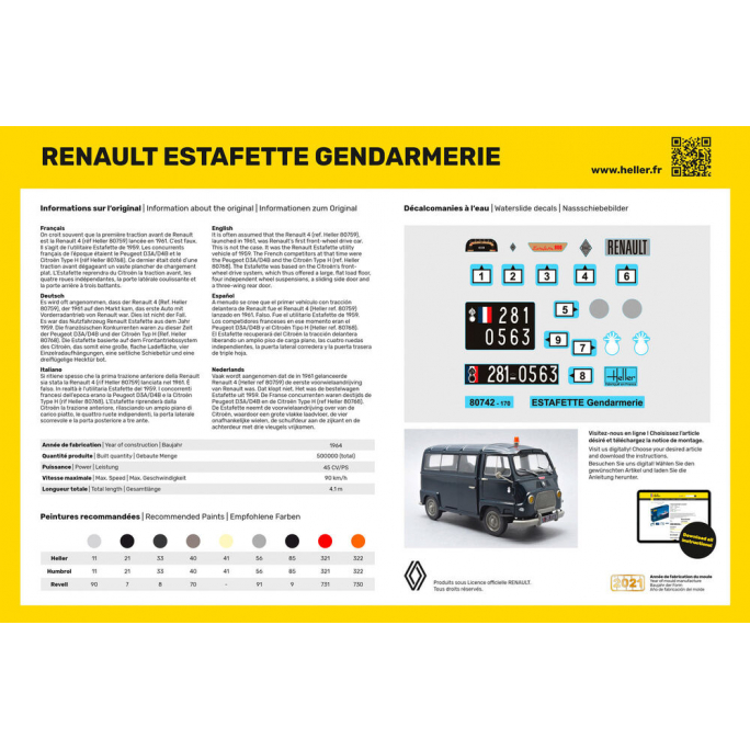 Renault Estafette "Gendarmerie" 1964 / 1973 - HELLER 80742 - 1/24