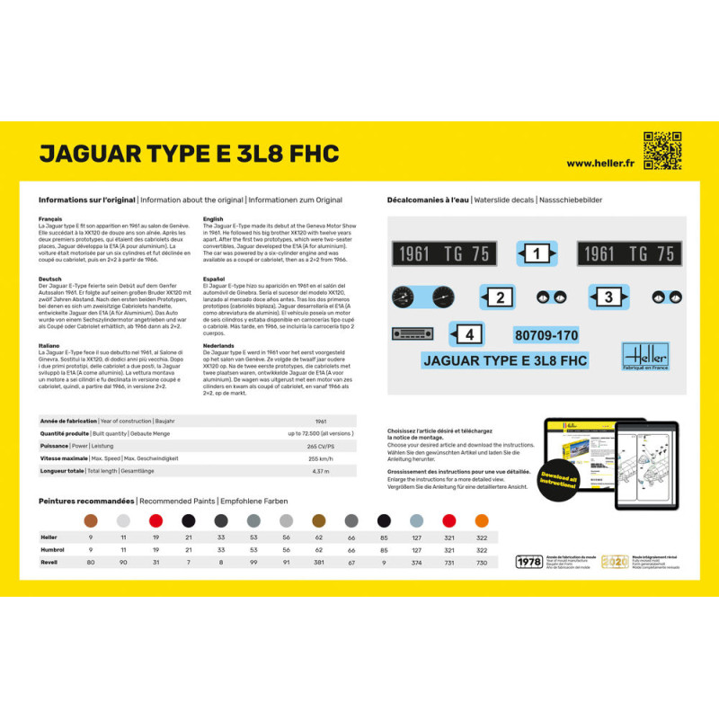 Jaguar Type E, 3L8 FHC - HELLER 80709 - 1/24