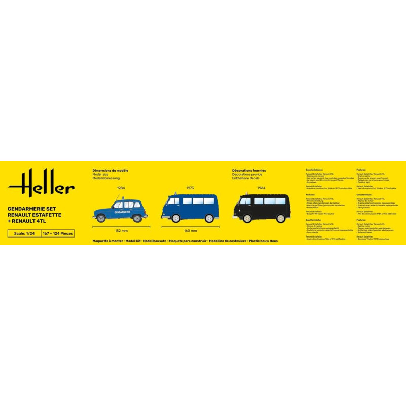 Coffret Gendarmerie, 4L + Estafette - HELLER 50325 - 1/24