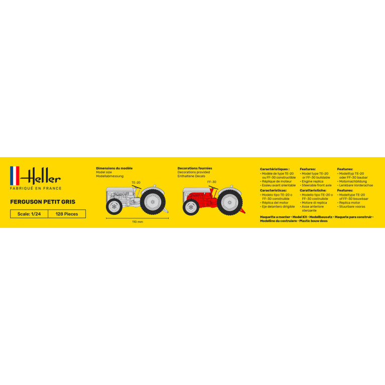 Tracteur Ferguson "Petit Gris", 2 en 1 - HELLER 81401 - 1/24