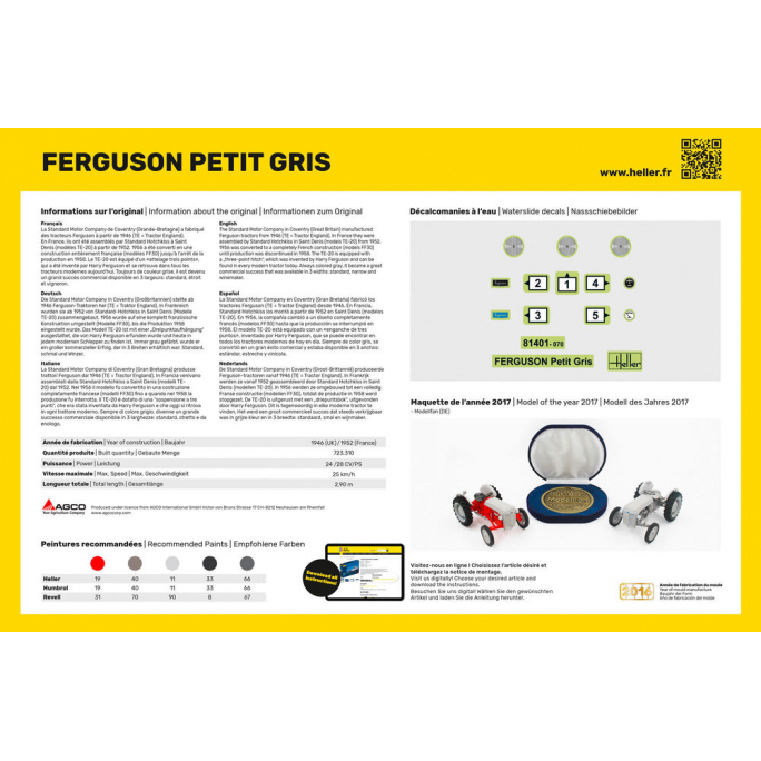 Tracteur Ferguson "Petit Gris", 2 en 1 - HELLER 81401 - 1/24