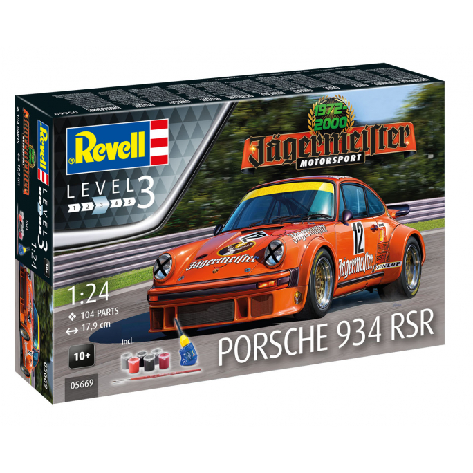 Set Porsche 934 RSR Jägermeister Motor avec peinture - REVELL 05669 - 1/24