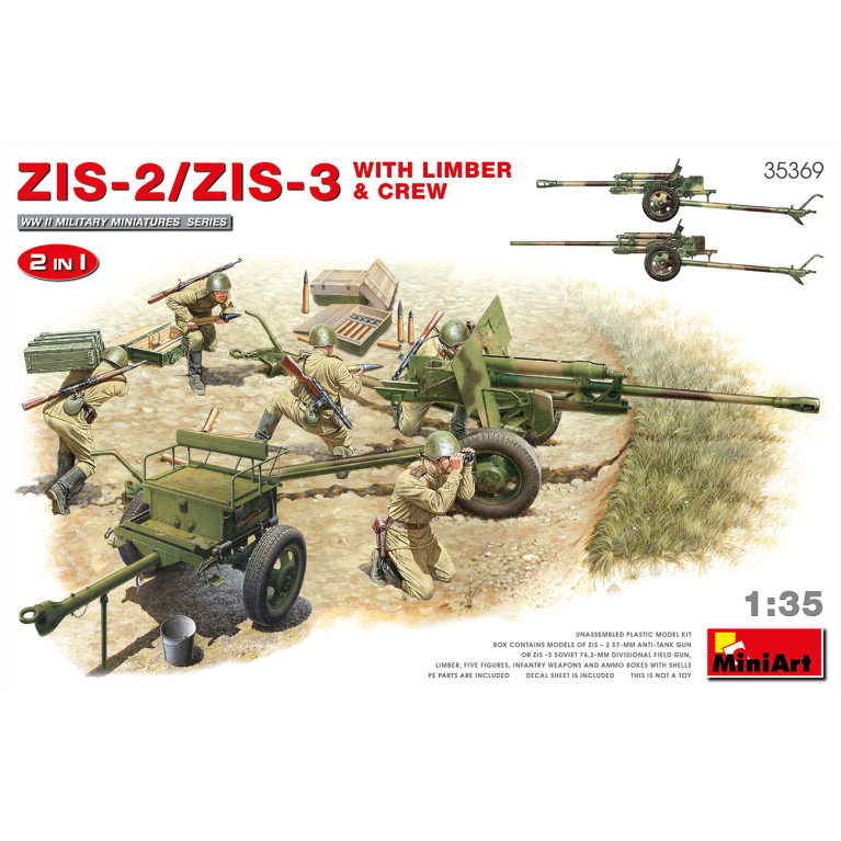 Armes ZIS-2/ZIS-3 avec LIMBER & CREW. 2 EN 1 - MINIART 35369 - 1/35