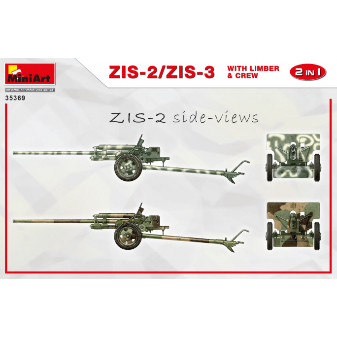 Armes ZIS-2/ZIS-3 avec LIMBER & CREW. 2 EN 1 - MINIART 35369 - 1/35