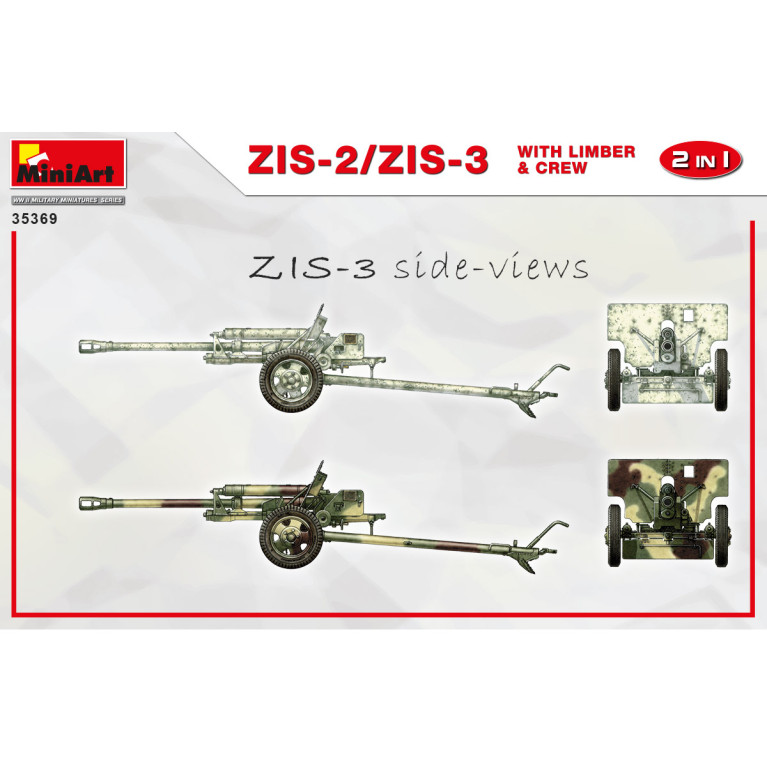 Armes ZIS-2/ZIS-3 avec LIMBER & CREW. 2 EN 1 - MINIART 35369 - 1/35