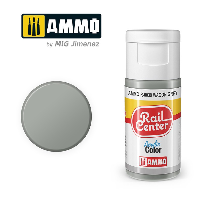 Peinture gris wagon, acrylique, 15 ml, gamme Rail Center - AMMO R-0039 Peinture gris wagon, acrylique, 15 ml, gamme Rail Center - AMMO R-0039
