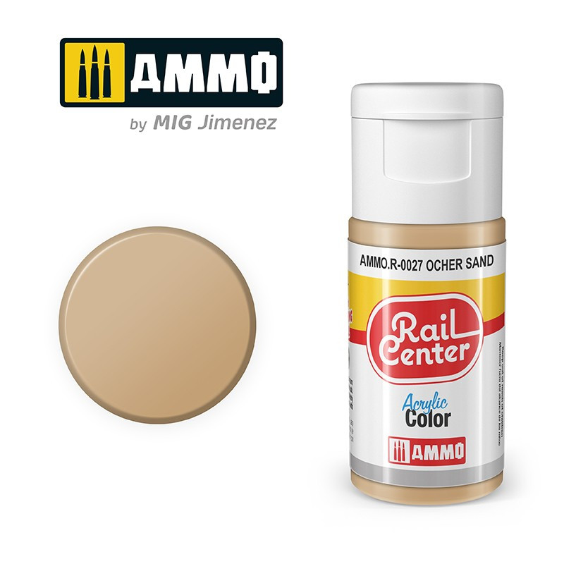 Peinture sable ocre, acrylique, 15 ml, gamme Rail Center - AMMO R-0027 Peinture sable ocre, acrylique, 15 ml, gamme Rail Center - AMMO R-0027