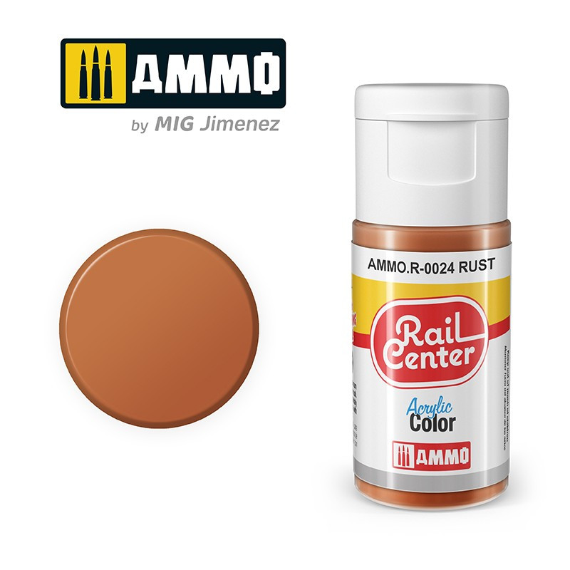 Peinture rouille, acrylique, 15 ml, gamme Rail Center - AMMO R-0024 Peinture rouille, acrylique, 15 ml, gamme Rail Center - AMMO R-0024
