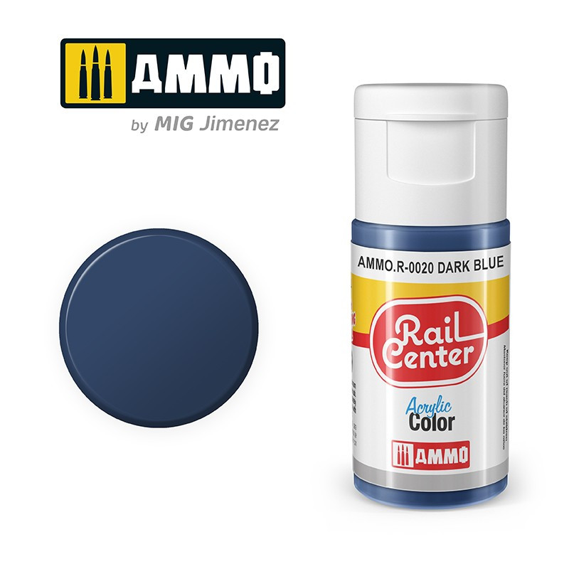 Peinture bleu foncé, acrylique, 15 ml, gamme Rail Center - AMMO R-0020