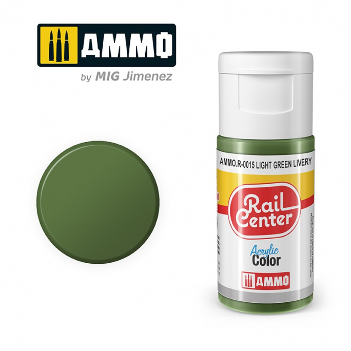 Peinture livrée vert clair, acrylique, 15 ml, gamme Rail Center - AMMO R-0015
