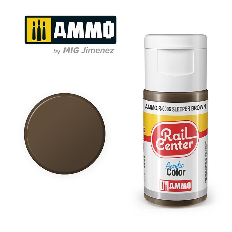 Peinture marron passé, acrylique, 15 ml, gamme Rail Center - AMMO R-0006 Peinture marron passé, acrylique, 15 ml, gamme Rail Center - AMMO R-0006