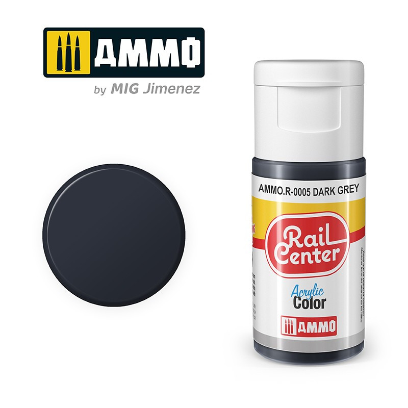 Peinture gris noir, acrylique, 15 ml, gamme Rail Center - AMMO R-0005