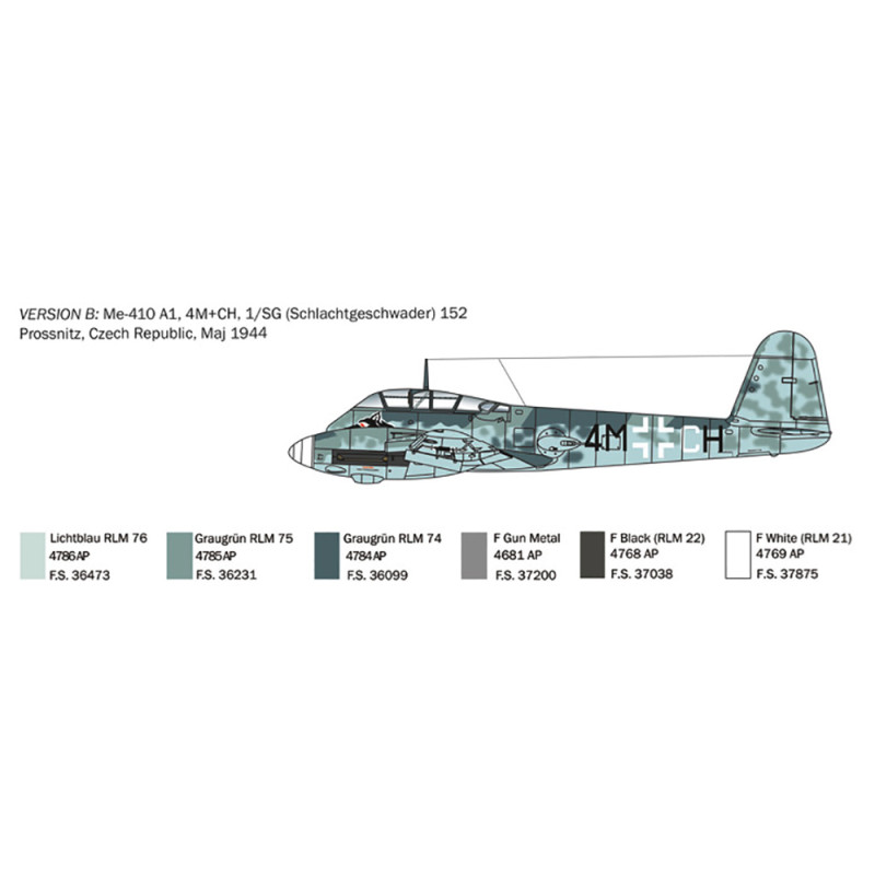 Avion de chasse Me 410 A1 Hornisse - 2nd Guerre Mondiale - ITALERI 074 - 1/72