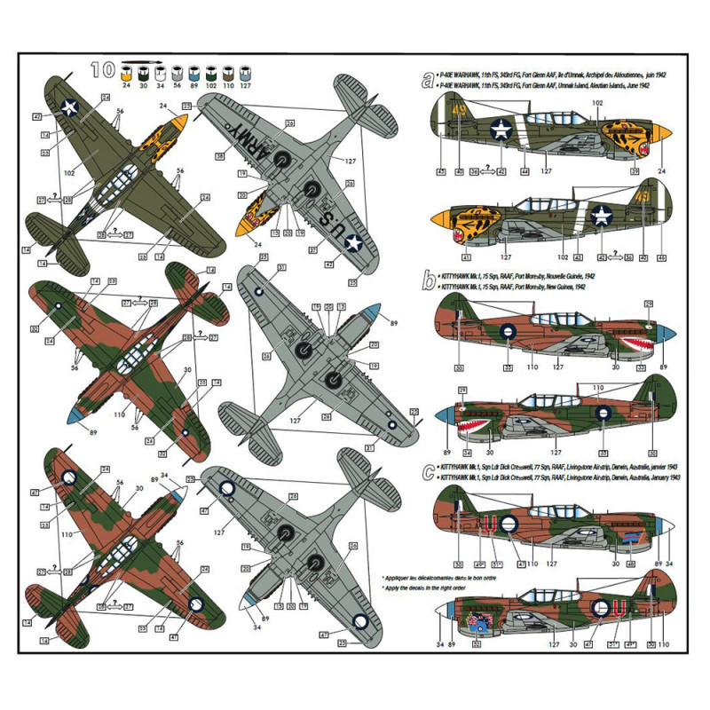 Avion de chasse P40 Kitty Hawk - 2nd Guerre Mondiale - HELLER 80266 - 1/72