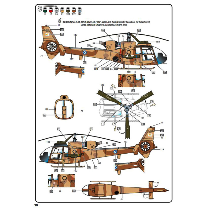 Hélicoptère SA 342 Gazelle - HELLER 80486 - 1/48