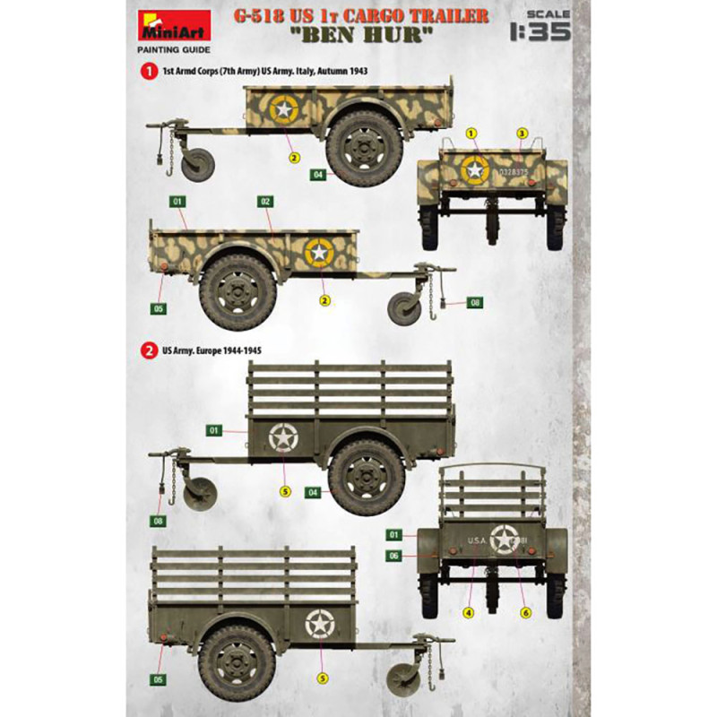 Remorque G-518 US 1t Cargo Trailer "Ben Hur" - Série WWII Military Miniatures - MINIART 35436 - 1/35