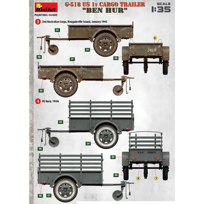 Remorque G-518 US 1t Cargo Trailer "Ben Hur" - Série WWII Military Miniatures - MINIART 35436 - 1/35