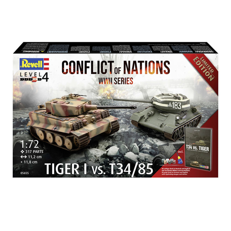 Coffret Chars : Tiger I VS. T34/85 - Edition Limitée - Série Conflict of Nations WWII - REVELL 05655 - 1/72