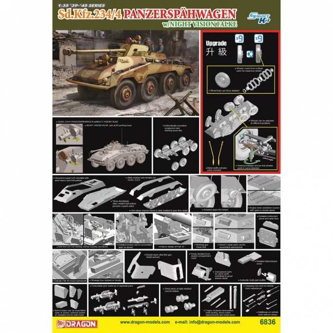 Véhicule Blindé Sd.Kfz.234/4 Panzerspahwagen avec Vision Nocturne - DRAGON 6836 - 1/35