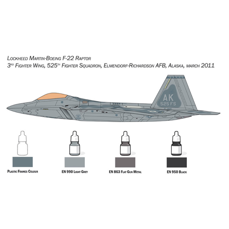 Lockheed Martin F22 Raptor - Ensemble complet pour modélisation - Kit de démarrage  - ITALERI 72011 - 1/72