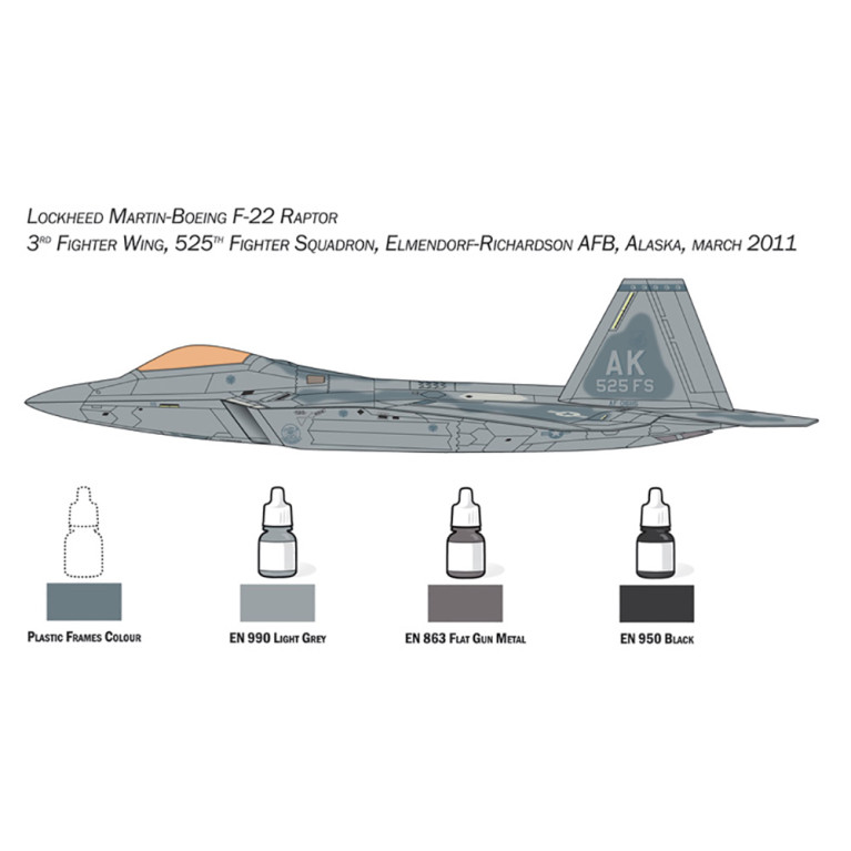 Lockheed Martin F22 Raptor - Ensemble complet pour modélisation - Kit de démarrage  - ITALERI 72011 - 1/72
