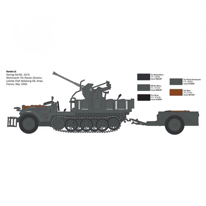 Véhicule SD.KFZ.10/4 avec FLAK 30 et équipage - ITALERI 6395 - 1/35