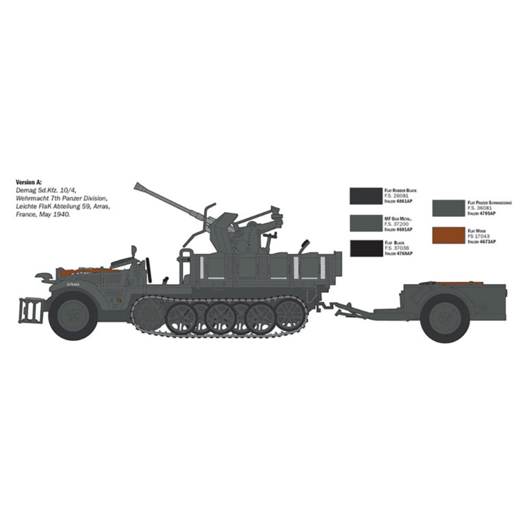 Véhicule SD.KFZ.10/4 avec FLAK 30 et équipage - ITALERI 6395 - 1/35