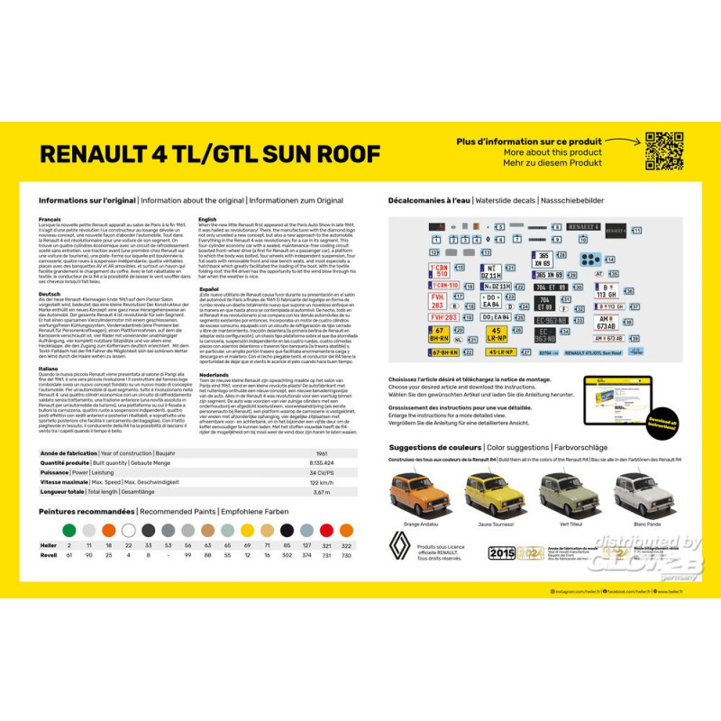 Renault 4 TL / GTL Sun Roof, Starter Kit - HELLER 58704