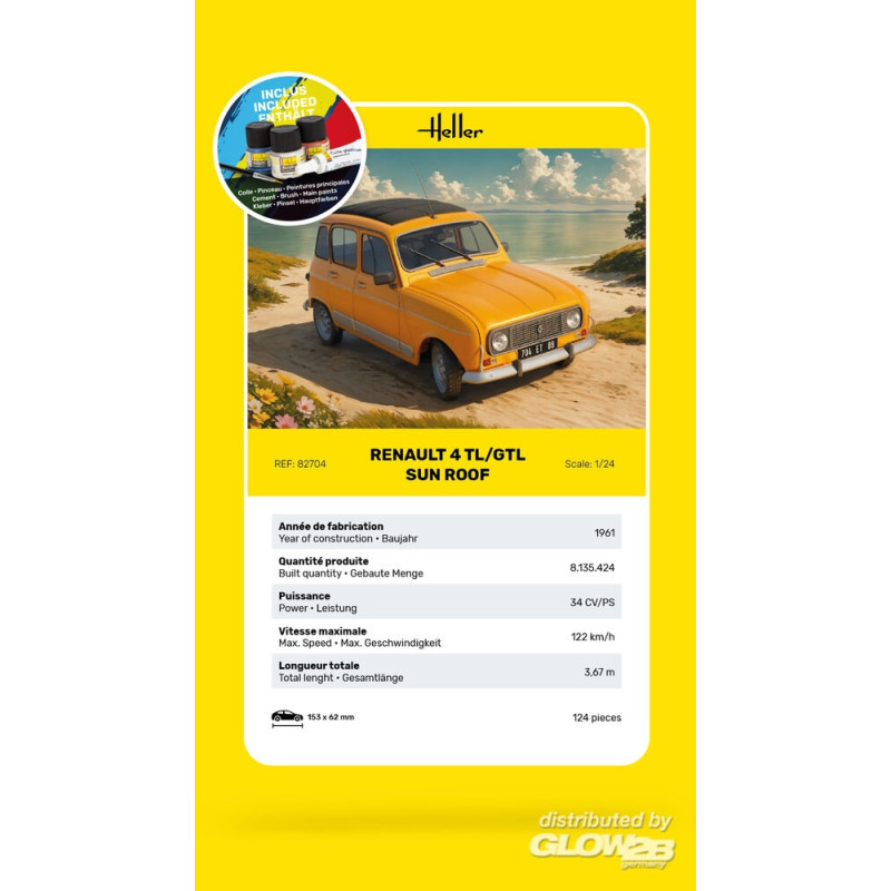 Renault 4 TL / GTL Sun Roof, Starter Kit - HELLER 58704
