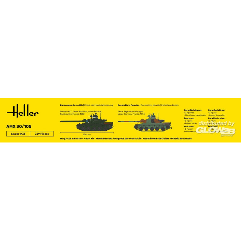 Char AMX 30 / 105, 2 décorations française - HELLER 81137