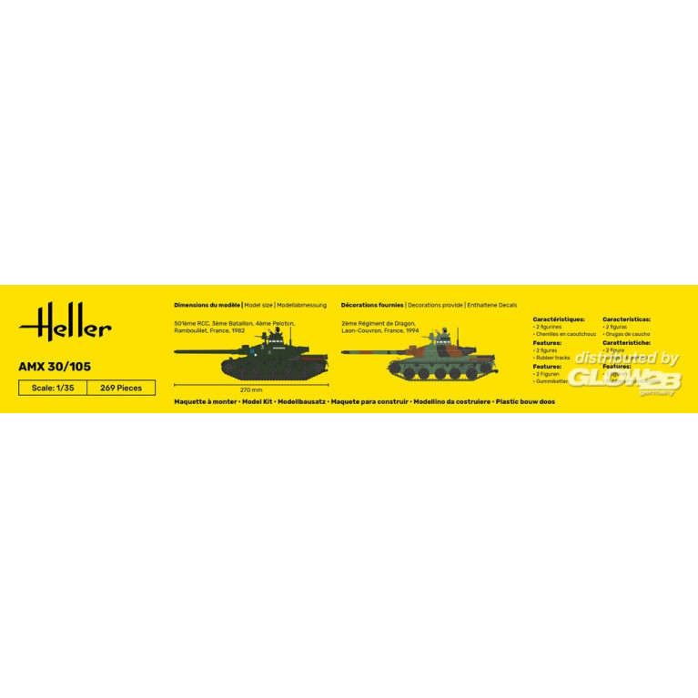 Char AMX 30 / 105, 2 décorations française - HELLER 81137