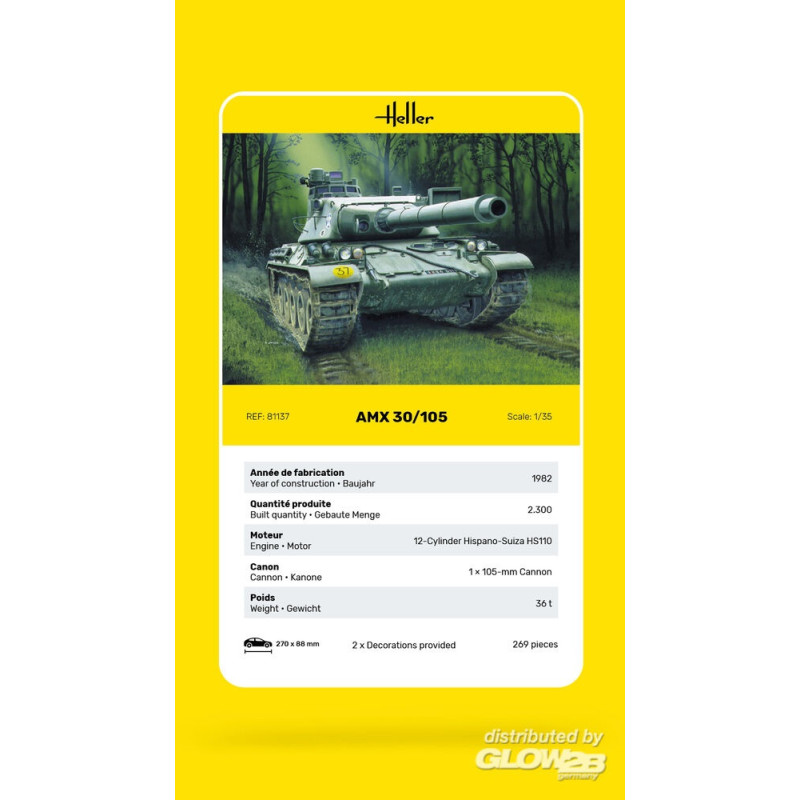 Char AMX 30 / 105, 2 décorations française - HELLER 81137