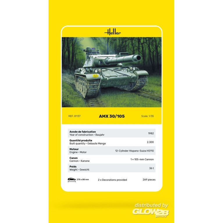 Char AMX 30 / 105, 2 décorations française - HELLER 81137