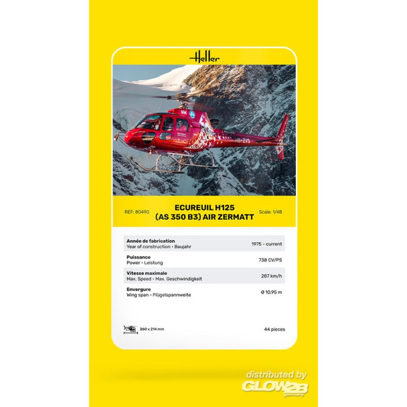 Hélicoptère Ecureuil H125 (AS 350 B3) Air Zermatt - HELLER 80490