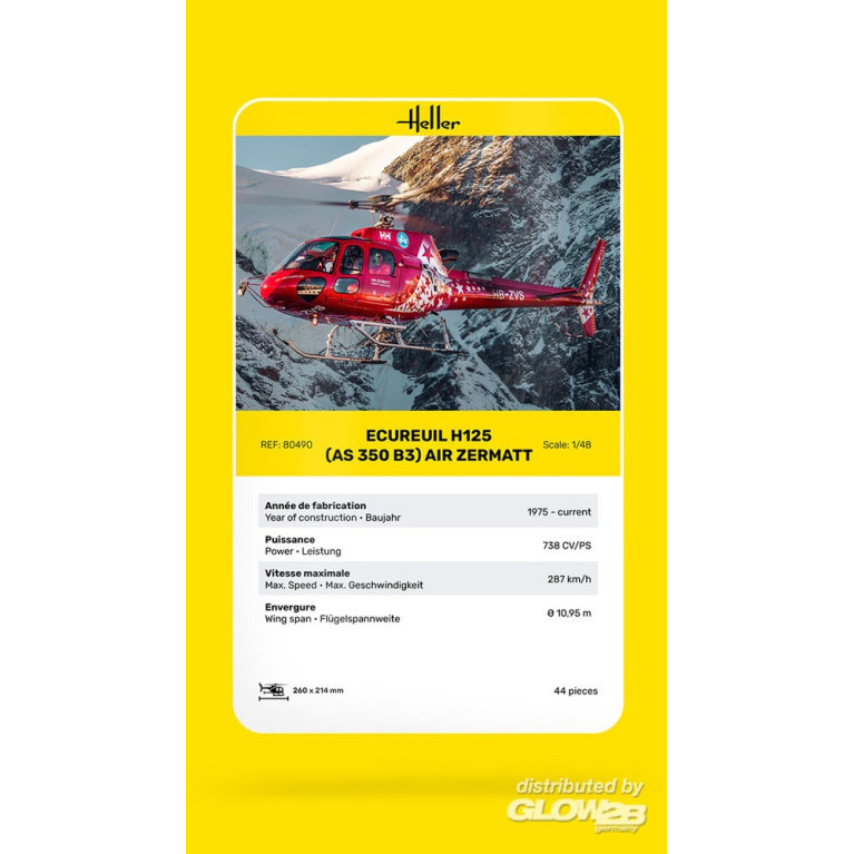 Hélicoptère Ecureuil H125 (AS 350 B3) Air Zermatt - HELLER 80490
