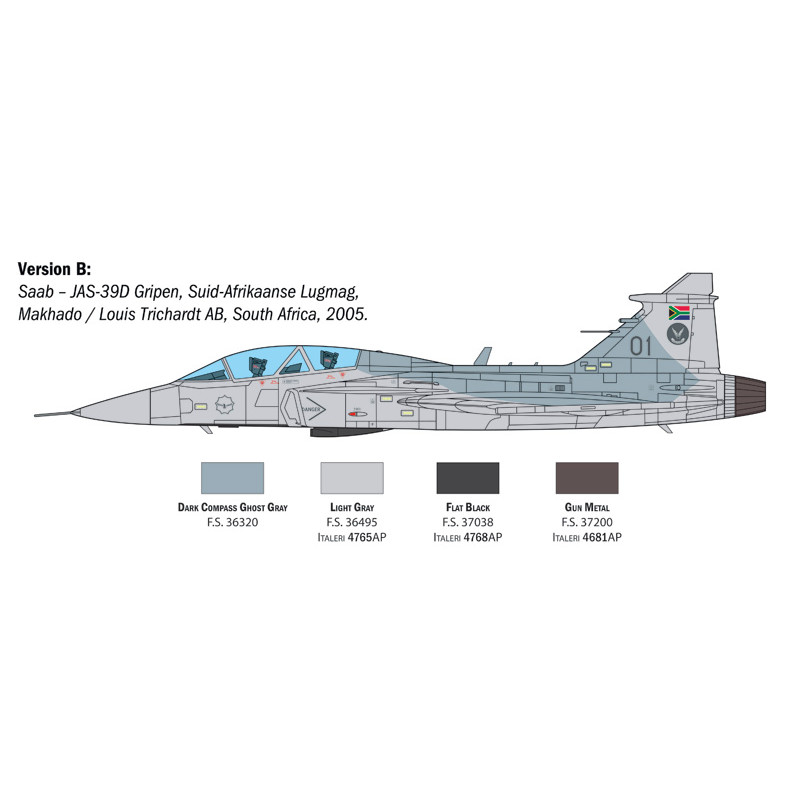 Avion JAS-39D Grippen "Twin seater" 4 versions - ITALERI 2664
