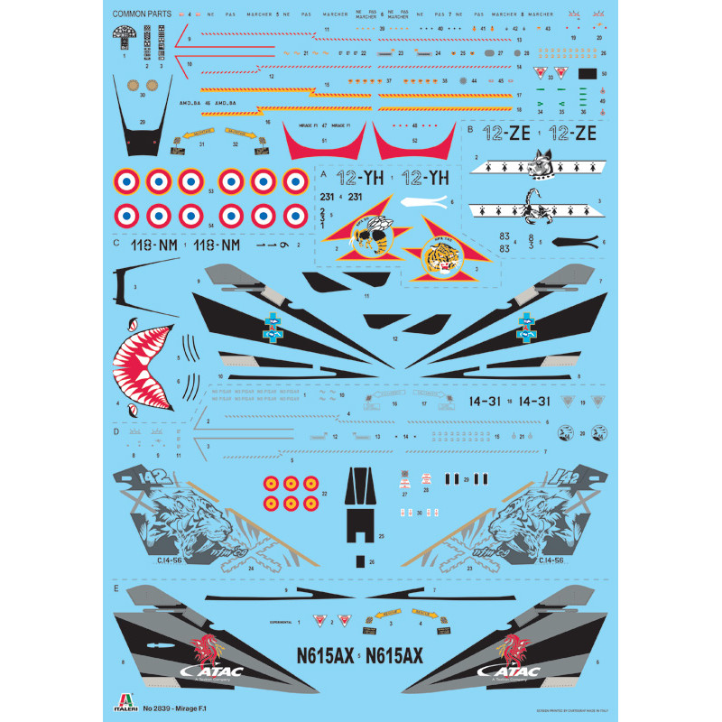 Avion Mirage F1 C/CR 5 versions - ITALERI 2839