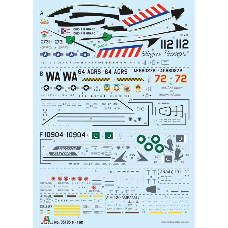 Avion F-16C Fighting Falcon 3 versions - ITALERI 35105
