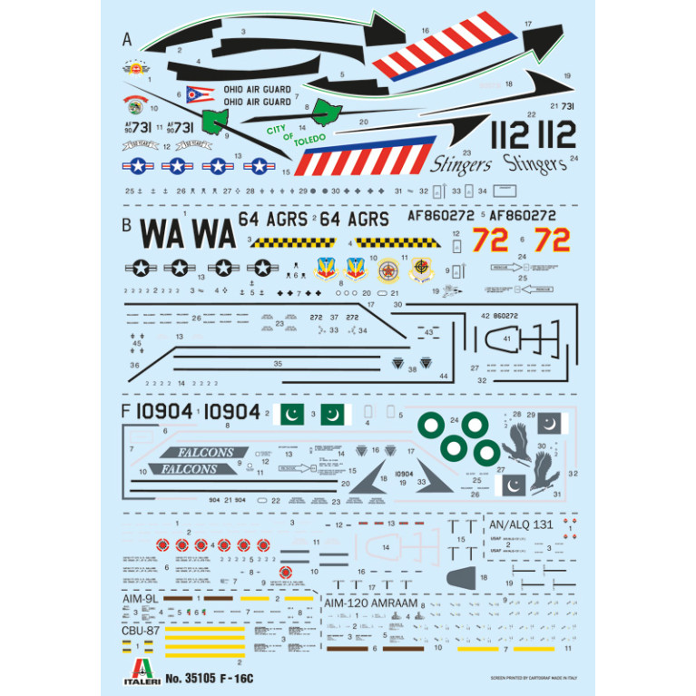 Avion F-16C Fighting Falcon 3 versions - ITALERI 35105