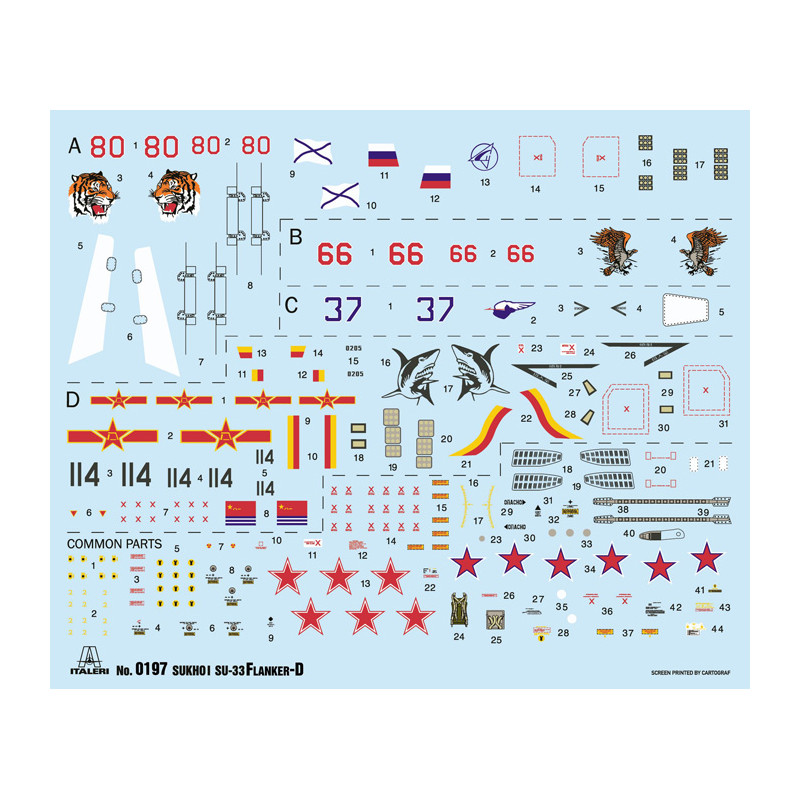 Avion Su-33 Flanker-D 4 versions - ITALERI 197