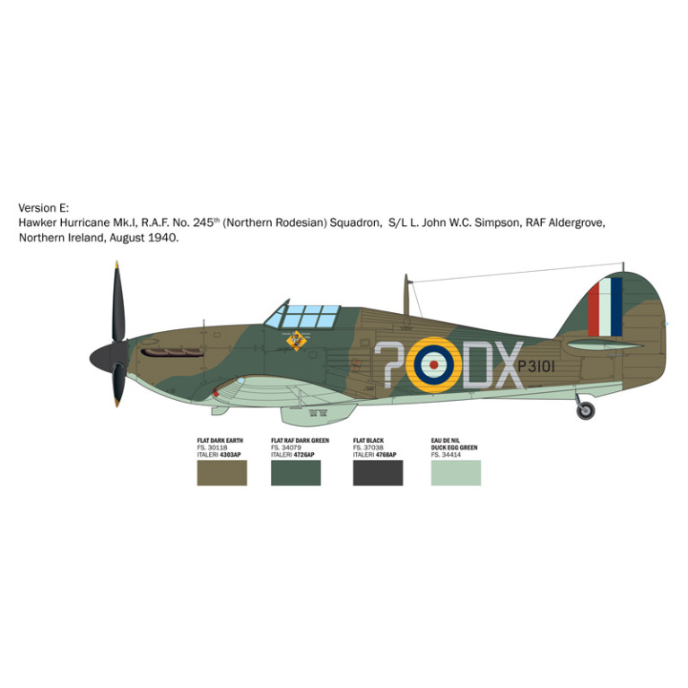 Avion Hurricane Mk.1 Aces 6 versions - ITALERI 2838