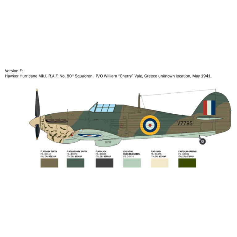 Avion Hurricane Mk.1 Aces 6 versions - ITALERI 2838