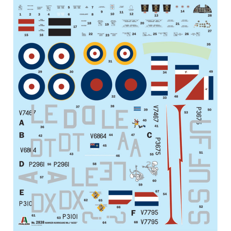 Avion Hurricane Mk.1 Aces 6 versions - ITALERI 2838