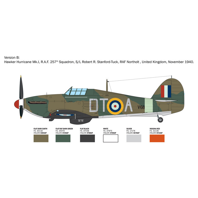 Avion Hurricane Mk.1 Aces 6 versions - ITALERI 2838