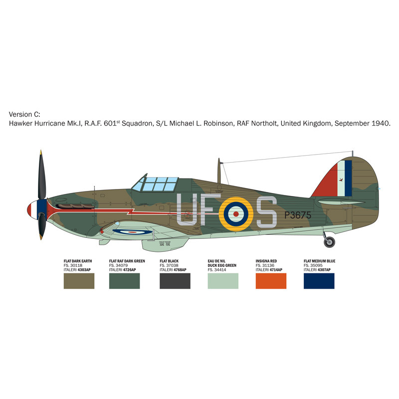 Avion Hurricane Mk.1 Aces 6 versions - ITALERI 2838