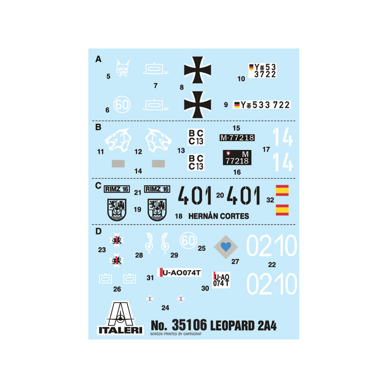 Char Leopard 2 A4 4 versions - ITALERI 35106