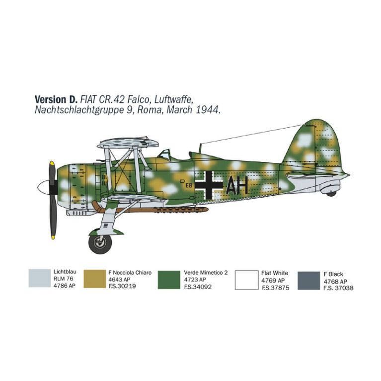 Avion FIAT CR.42 CN Falco night fighter 5 versions - ITALERI 1485