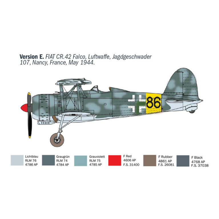 Avion FIAT CR.42 CN Falco night fighter 5 versions - ITALERI 1485