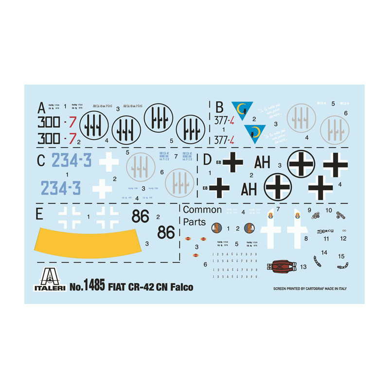 Avion FIAT CR.42 CN Falco night fighter 5 versions - ITALERI 1485