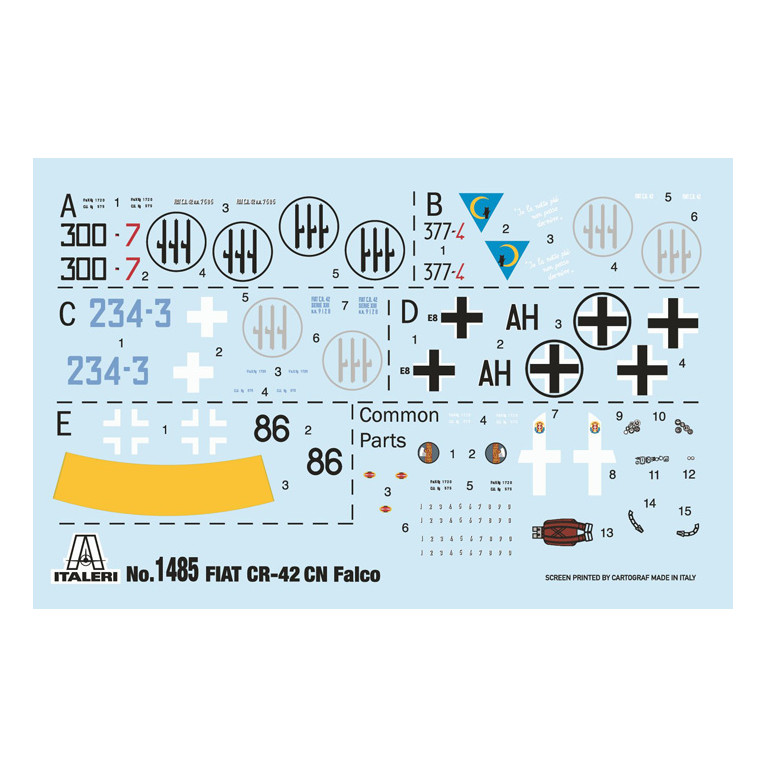 Avion FIAT CR.42 CN Falco night fighter 5 versions - ITALERI 1485